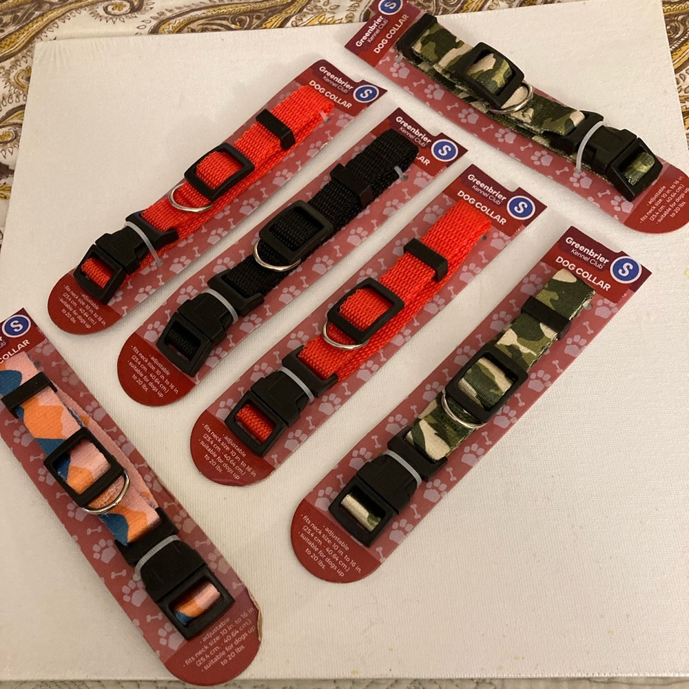 6-New Canvas Dog Collars Adjustable fits Neck 10-16” for Dogs Up To 20lbs 6/$13
